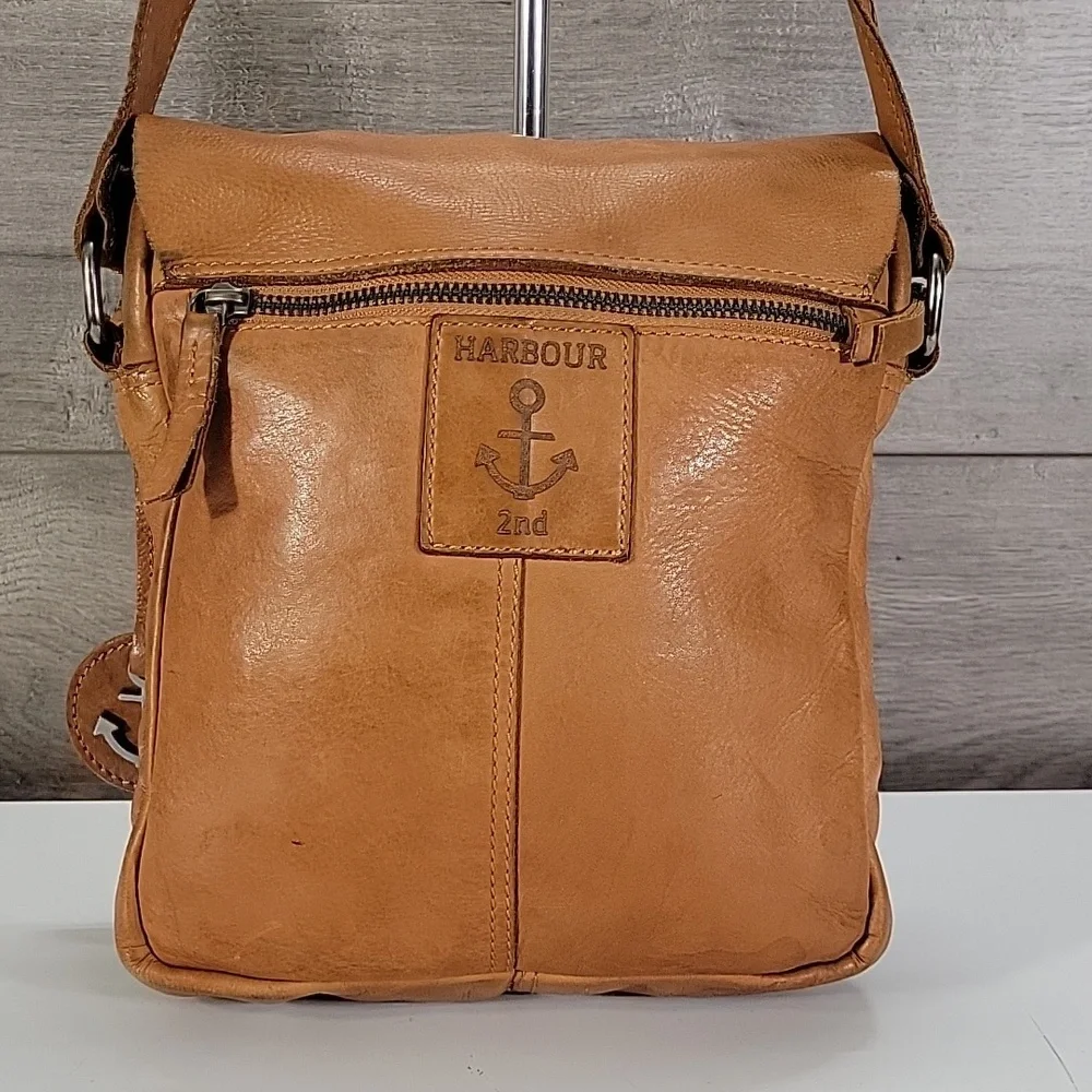 Harbout 2nd for Anthropologie Tan Leather Crossbody Bag
